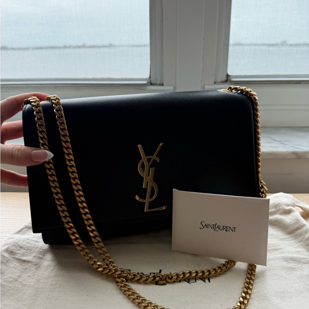Saint Laurent Black Crossbody with Gold Chain
